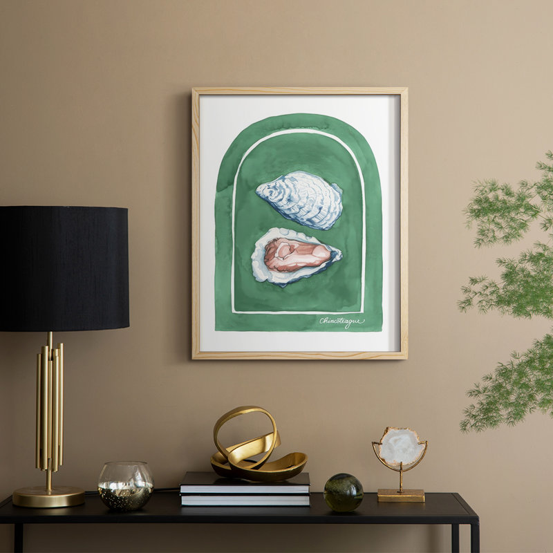 East Coast Oysters II, reproduction encadrée - bois massif, H 30 po x l 24 po, Naturel