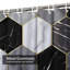 Rideau de douche blanc / gris / hexagone / marbre avec 12 crochets-726785743