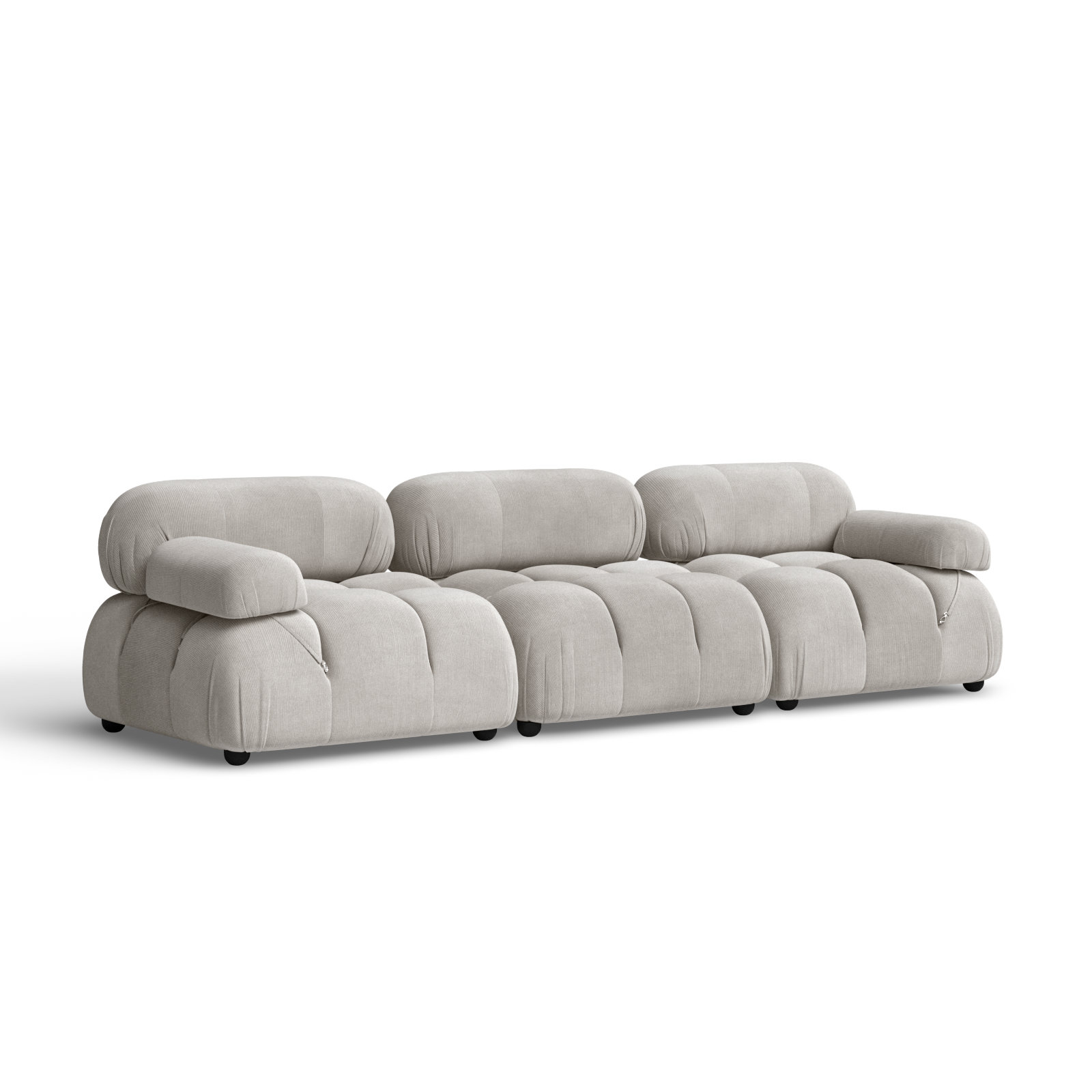 Sigma Upholstered Sofa, Pebble Gray Corduroy, 27.5" H x 109.5" W x 36" D, 3