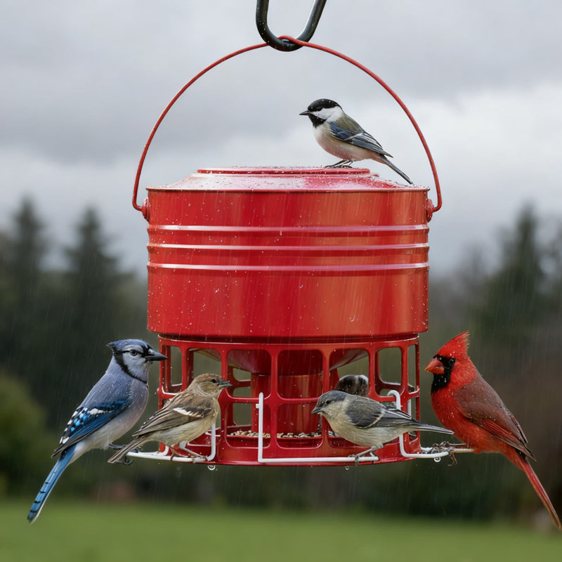 Squirrel Proof Bird Feeder With 32 Feeding Ports, 10LB Capacity Metal Birdfeeder For Cardinals, Bluebirds, Finches, All-Weather Hanging Feeder With Easy-Clean Design