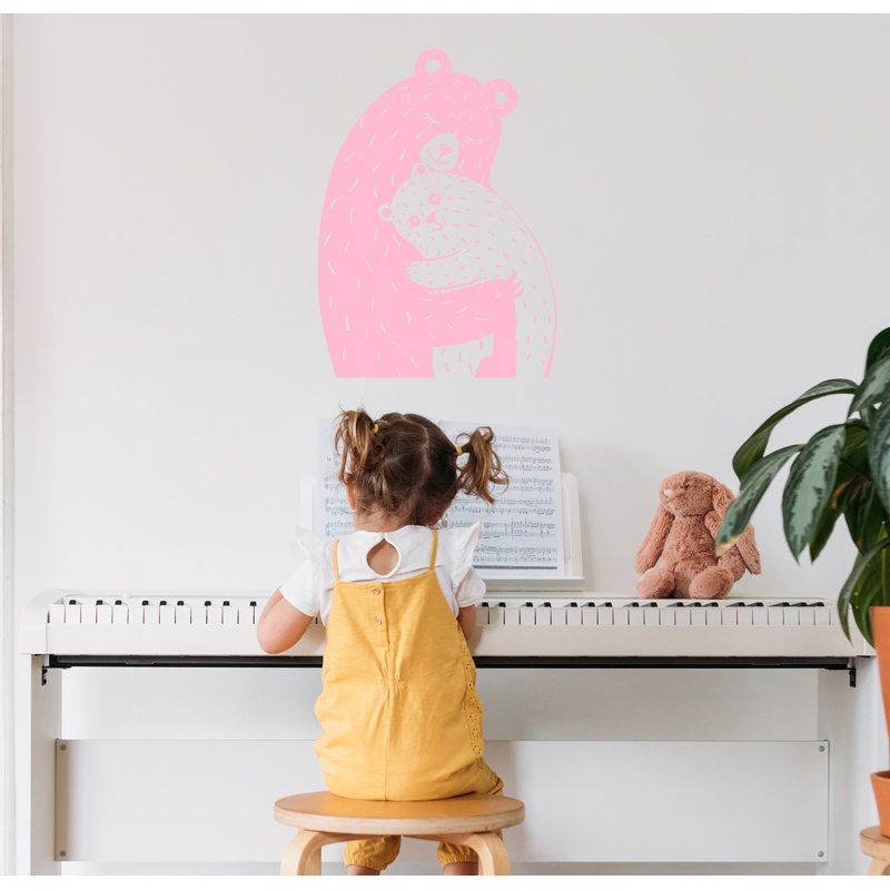 Adhésif décoratif famille d'ours, H 52 po x l 38 po, Rose