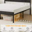 Ensemble de chambre à coucher Purtell de style industriel rustique : lit plateforme en métal avec tête de lit en bois et 2 tables de chevet assorties, sommier à lattes en acier robuste, aucun sommier à lattes requis, tables d'appoint avec tiroir de rangement-914032999-931717028