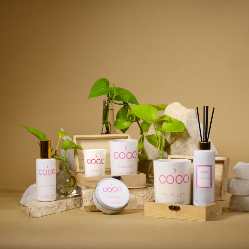 Bougie rose à la cire et à la noix de coco, Pot de 11 oz