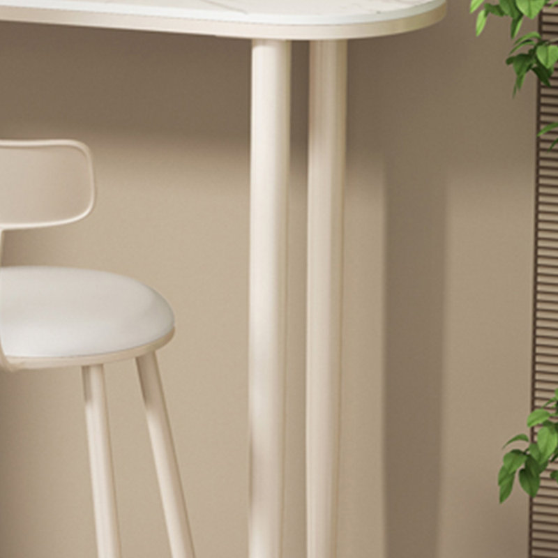 Table de bar demi-ronde, 41.3"H x 55.1"L x 15.7"W, Blanc cassé