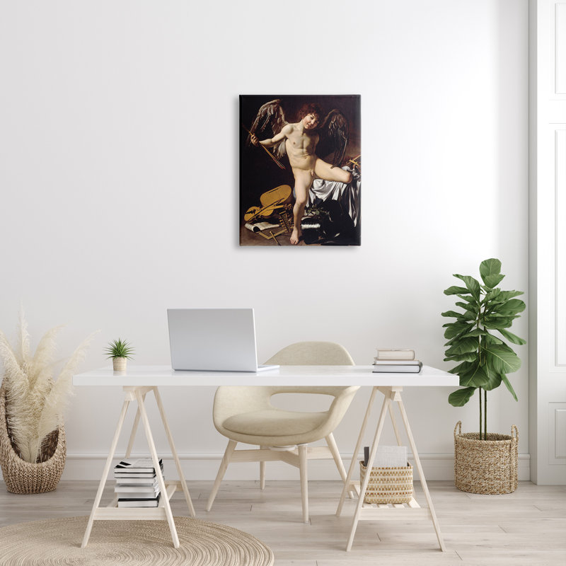 «Cupidon as Victor Caravaggio», peinture classique par Caravaggio - peinture sur toile, H 30 po x l 24 po x P 1,5 po