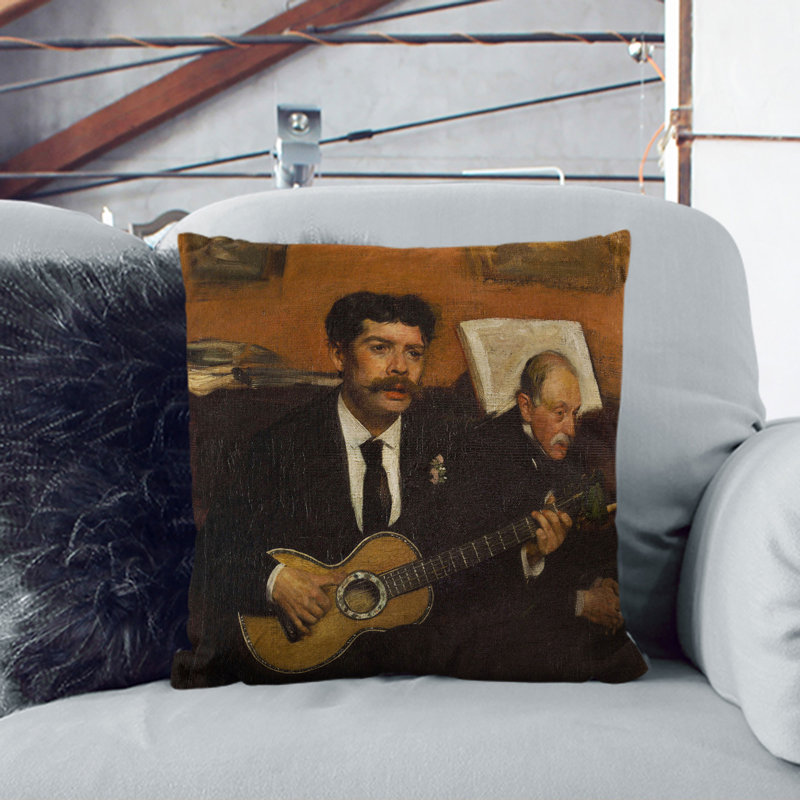 Musicians By Edgar Degas Square Throw Cushion, Black, 40cm H x 40cm W x 15cm D