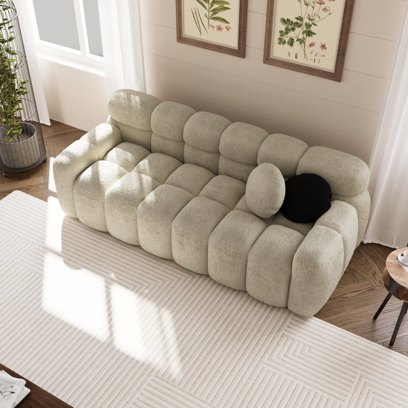 Canapé rembourré 87,4 po, Beige Boucle