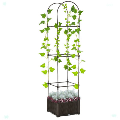 Lit de jardin surélevé avec treillis Outsunny, boîte à fleurs à arrosage automatique