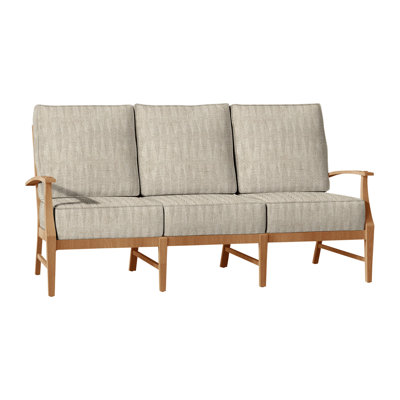 Croquet 75.75" Wide Outdoor Teak Patio Sofa with Cushions