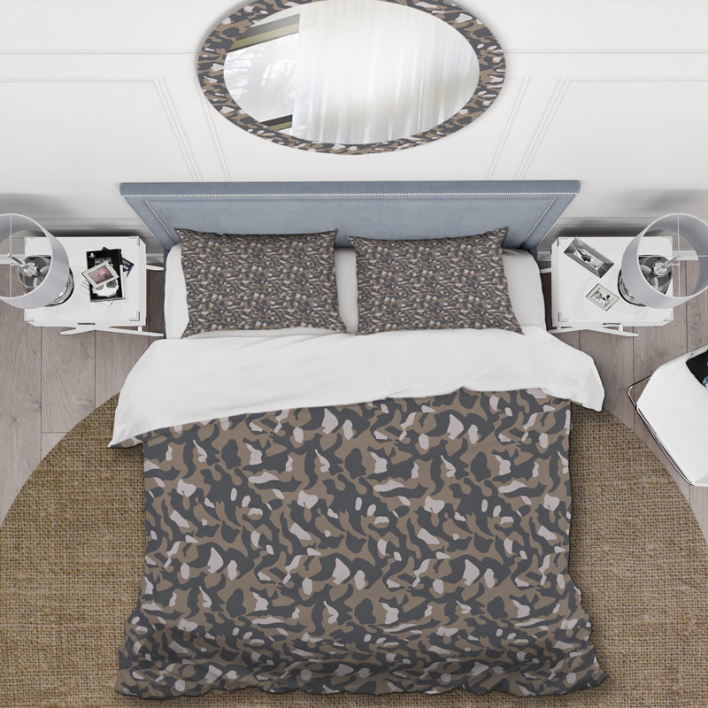 Camouflage Grey Pattern - Abstract Duvet Cover Set - Microfiber Polyester