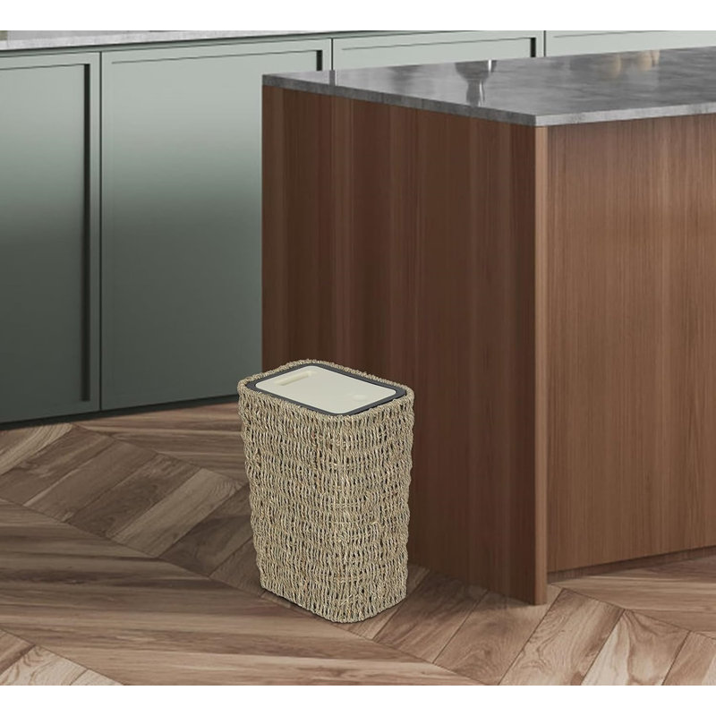 Poubelle de rangement pour cuisine et salle de bain Novobey Boho Rattan