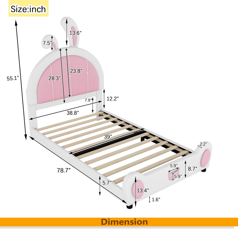 Lit plateforme simple tapissier, Blanc