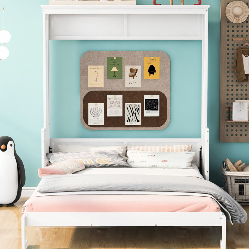 Grand lit avec tablette, blanc - Augmente l'organisation et le style de la chambre à coucher