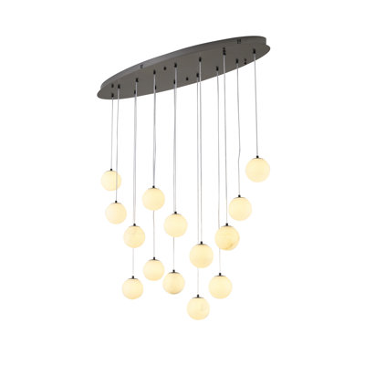 Lustre 14 lumières multi-globe transitionnel 