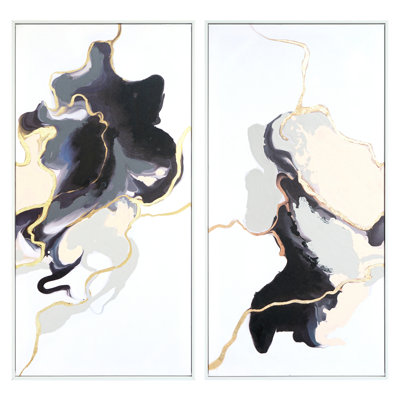 Art mural en toile monochromes dorées - 39 po x 40 po - cadre blanc
