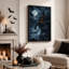 «Gothic Castle on Rocky Cliff Under Full Moon», art mural sur toile-1513881370