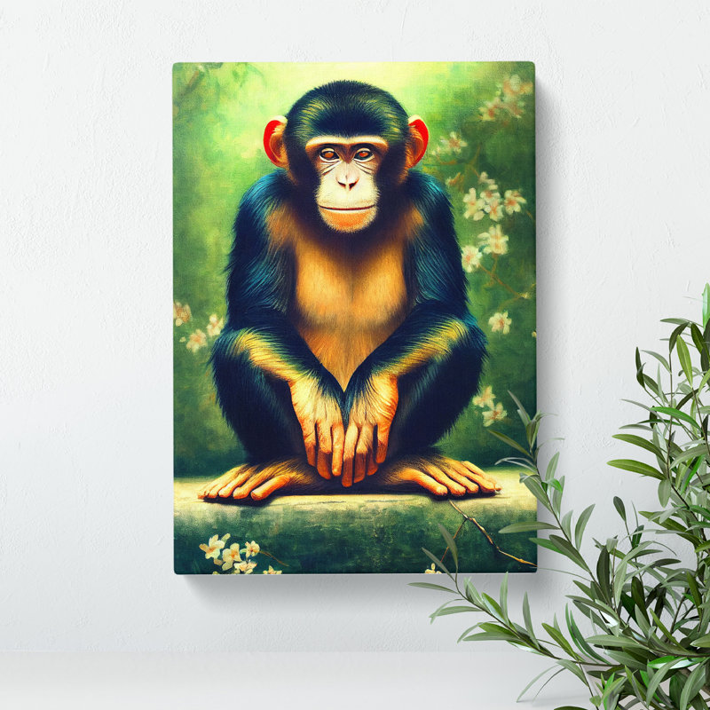 Resting Monkey - Wall Art, Wrapped Canvas, 50cm H x 35cm W, No Matte