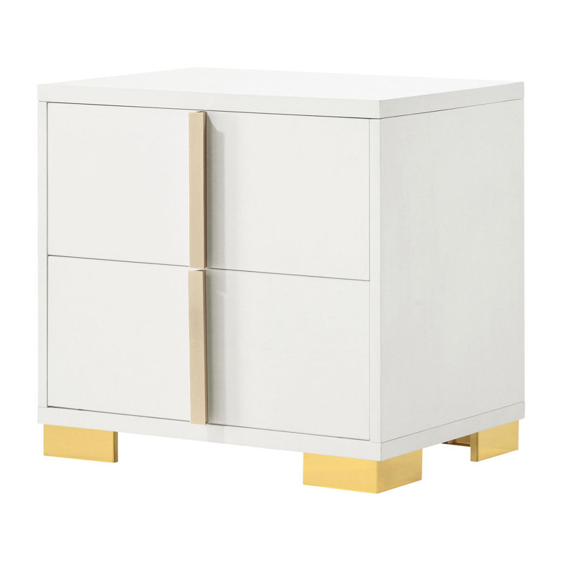Table de chevet 2 tiroirs blanche