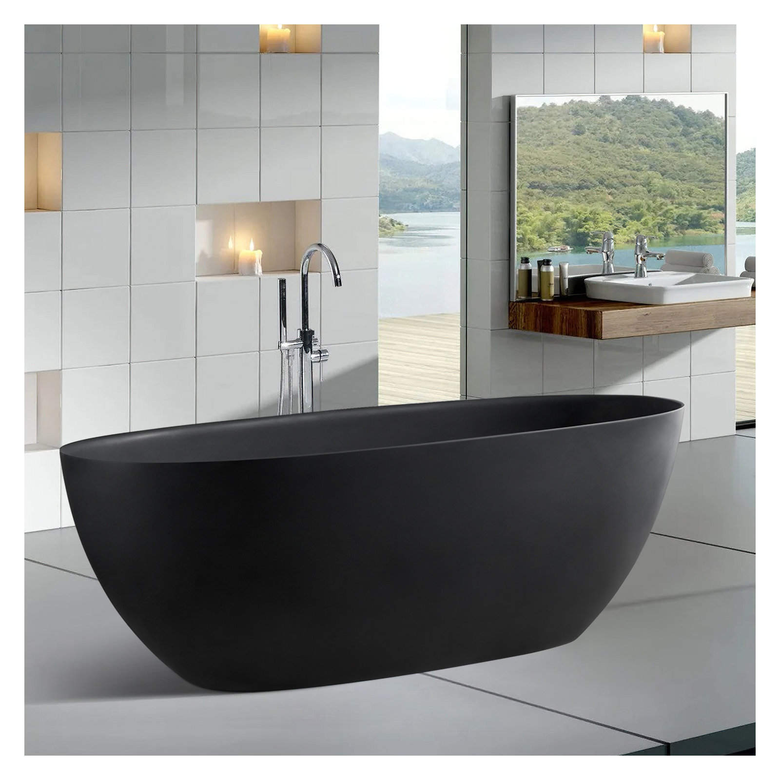 65'' Soaking Bathtub, Matte Black