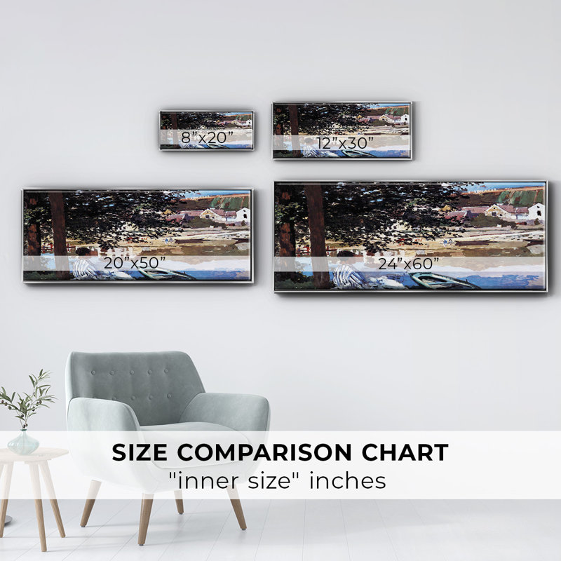" Monet ", 24" H x 60" W x 1.5" D, Silver Floater Framed Canvas