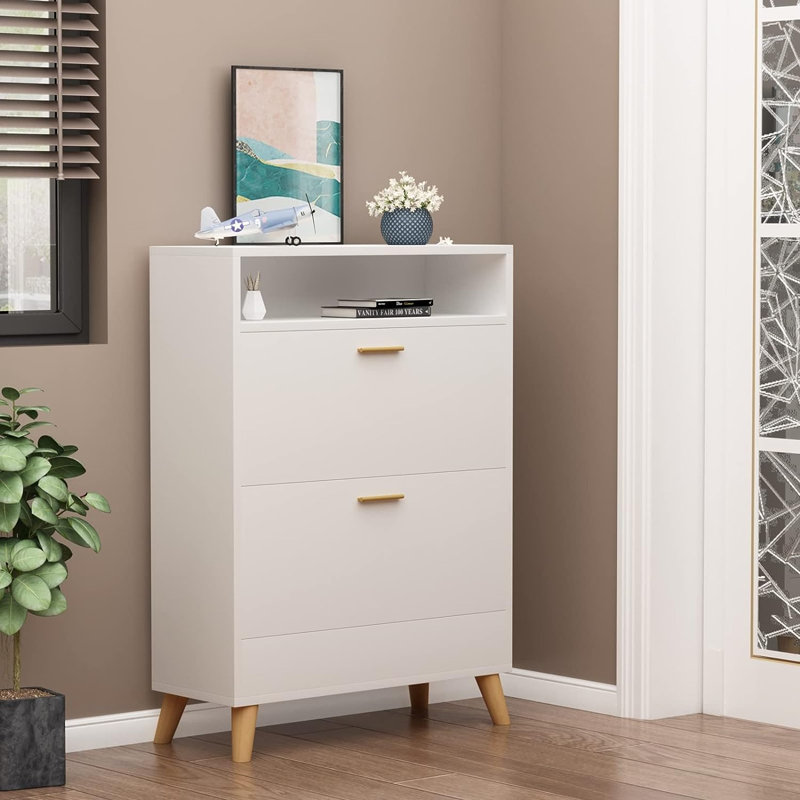 Esed 16 Pair Shoe Storage Cabinet, White