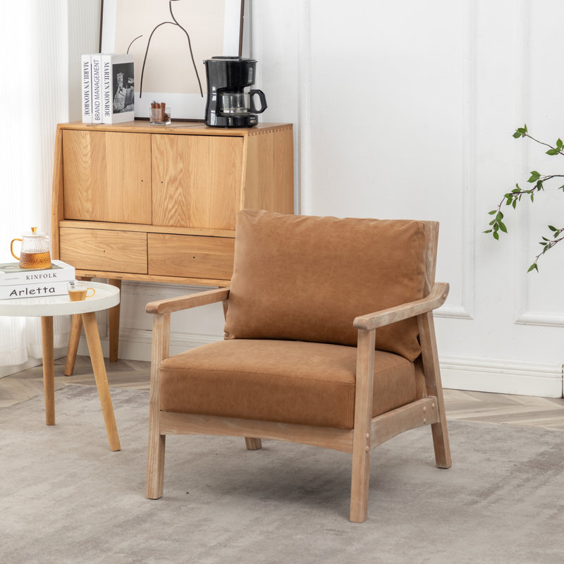 Fauteuil en similicuir Marnisha, Simili-cuir brun rétro