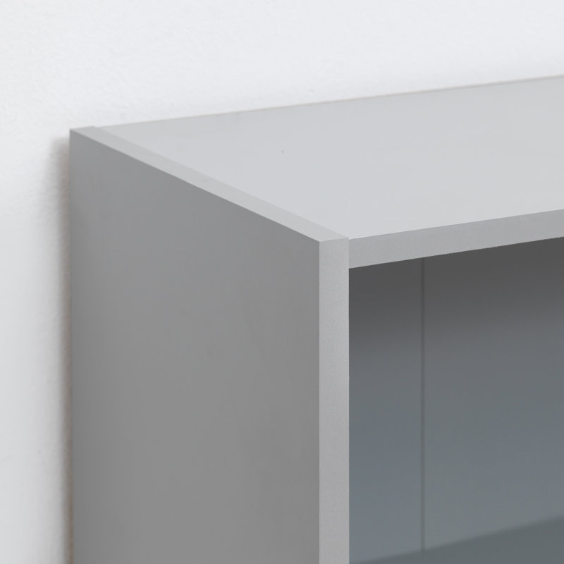 Zaira 80cm H x 40cm W Standard Bookcase, 106cm H x 80cm W x 30cm D, Light Grey