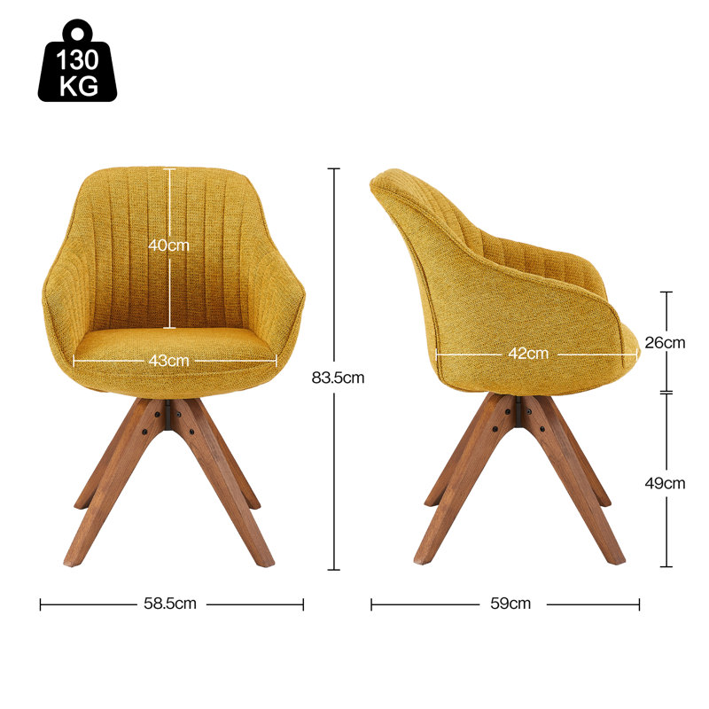 Upholstered Swivel Armchair, Yellow