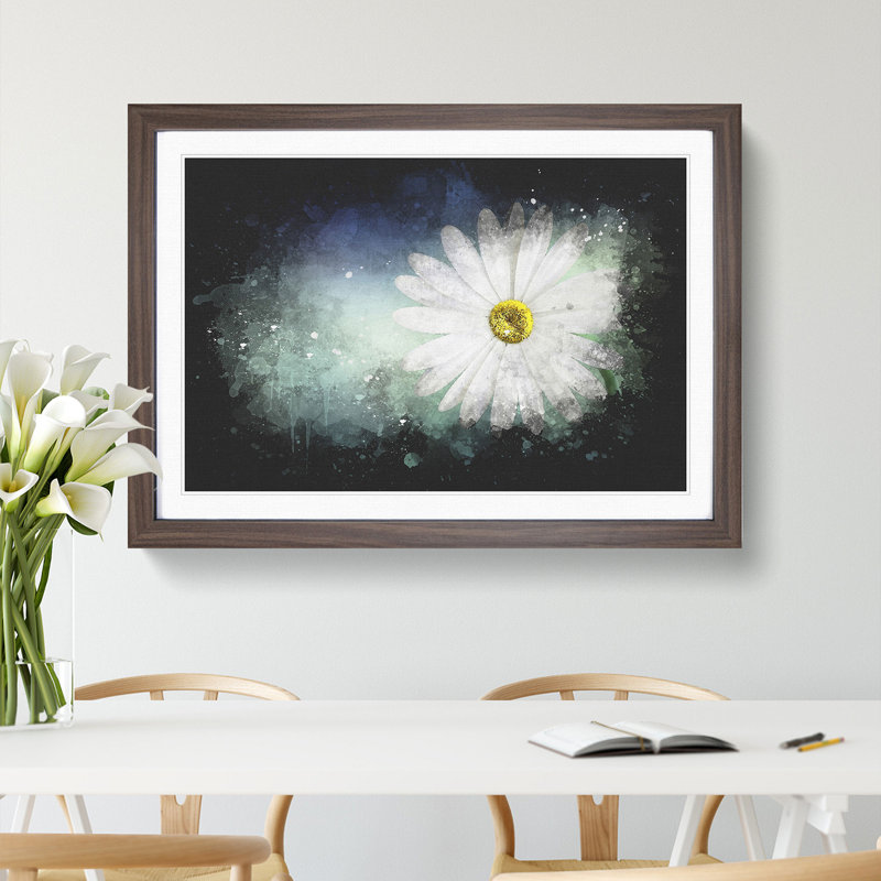 White Daisy Vol.2 - Picture Frame Graphic Art, Walnut Framed, 36cm H x 48cm W x 2cm D