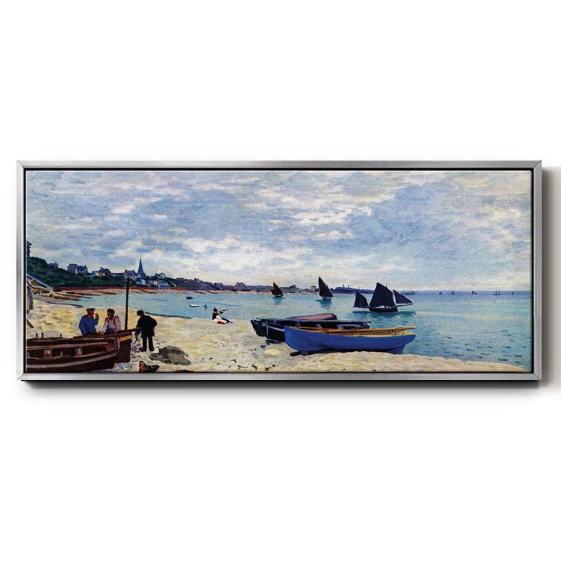 The Beach at Sainte Adresse #2 by Monet - Framed Canvas