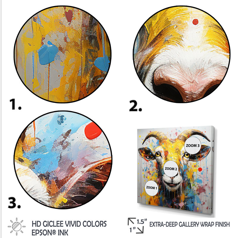 Jaune jaune, art de chèvre, art mural, Cadre simple blanc, H 30 po x l 30 po x P 1,5 po