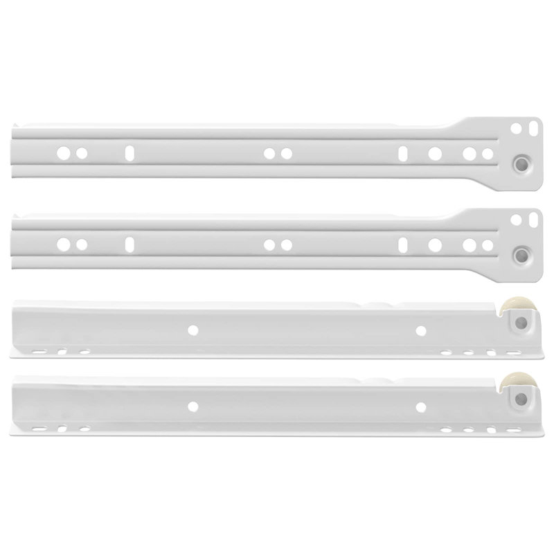 Vidaxl Drawer Slide White Steel Mechanisms Cabinet Glide Accessories Solutions, 25cm W x 3.45cm D