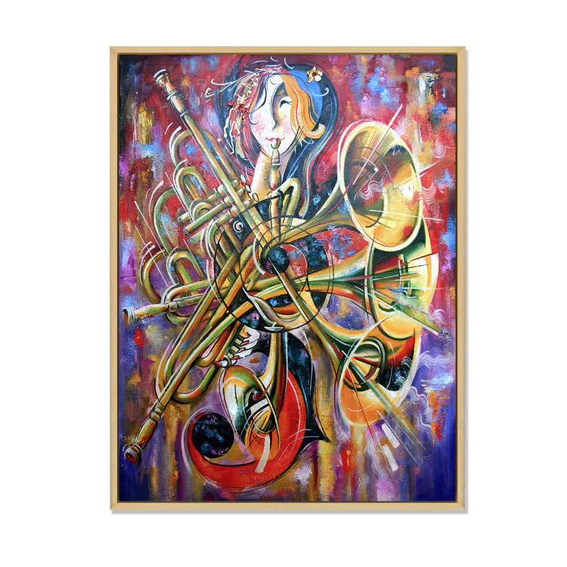 Impression abstraite multicolore sur toile - Bohème et éclectique, impression sur toile, H 32 po x l 16 po