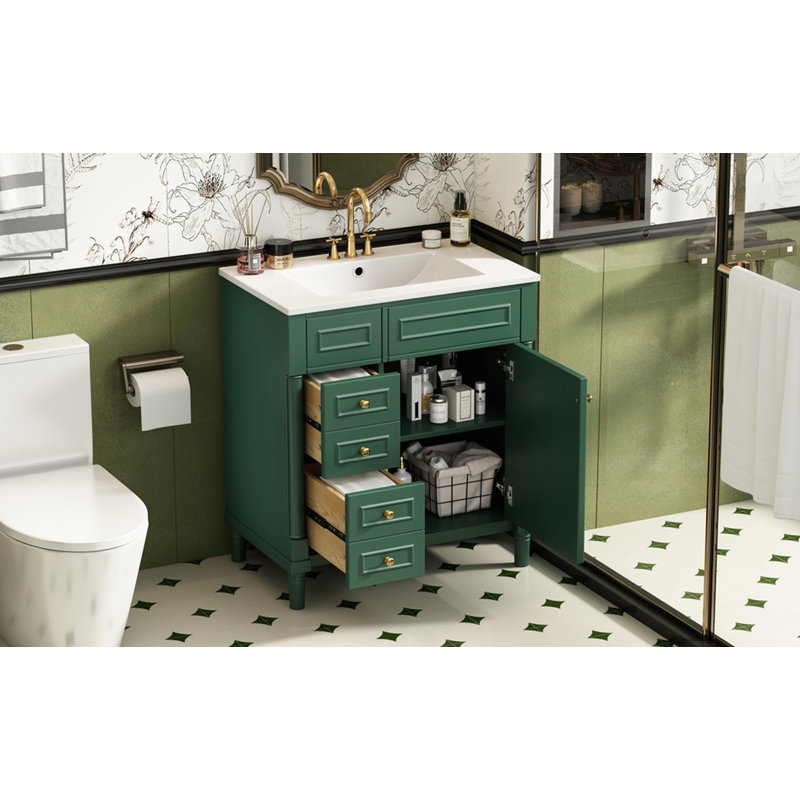 30" Bathroom Vanity with Sink, Green
