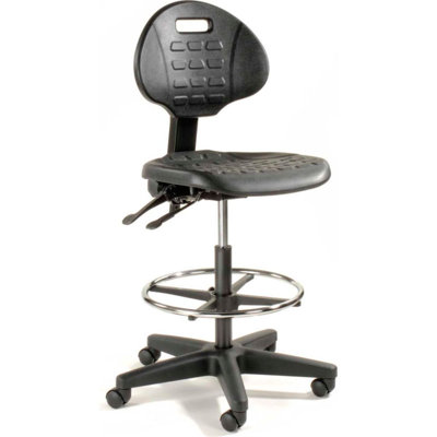 Backed Adjustable Height Ergonomic Lab Stool with Footring Wheels