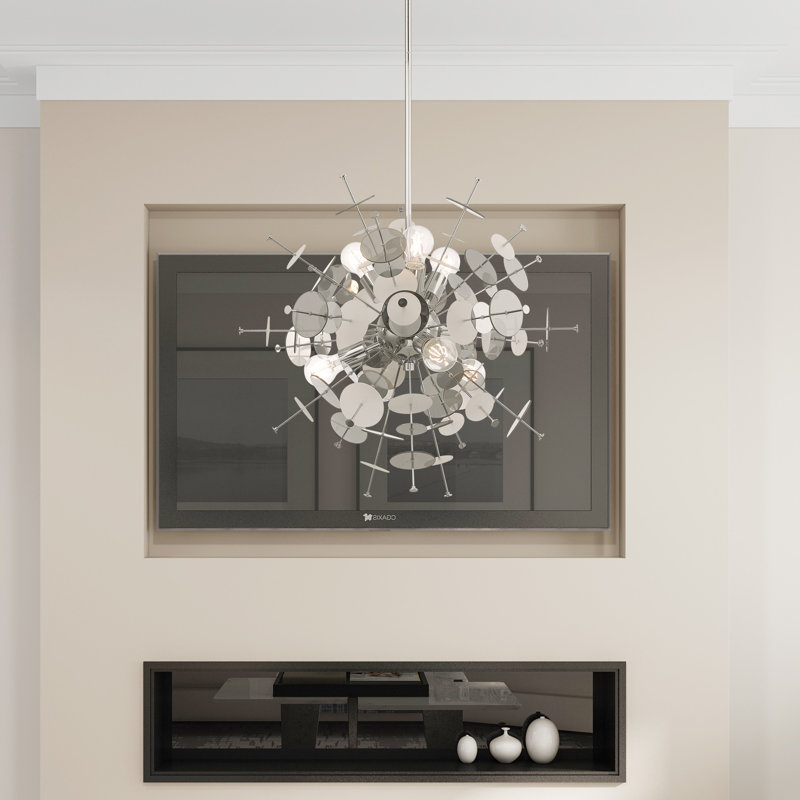 Nichalaus 6 - Light Dimmable Chandelier, 32" H x 24" W x 24" D, Polished Chrome