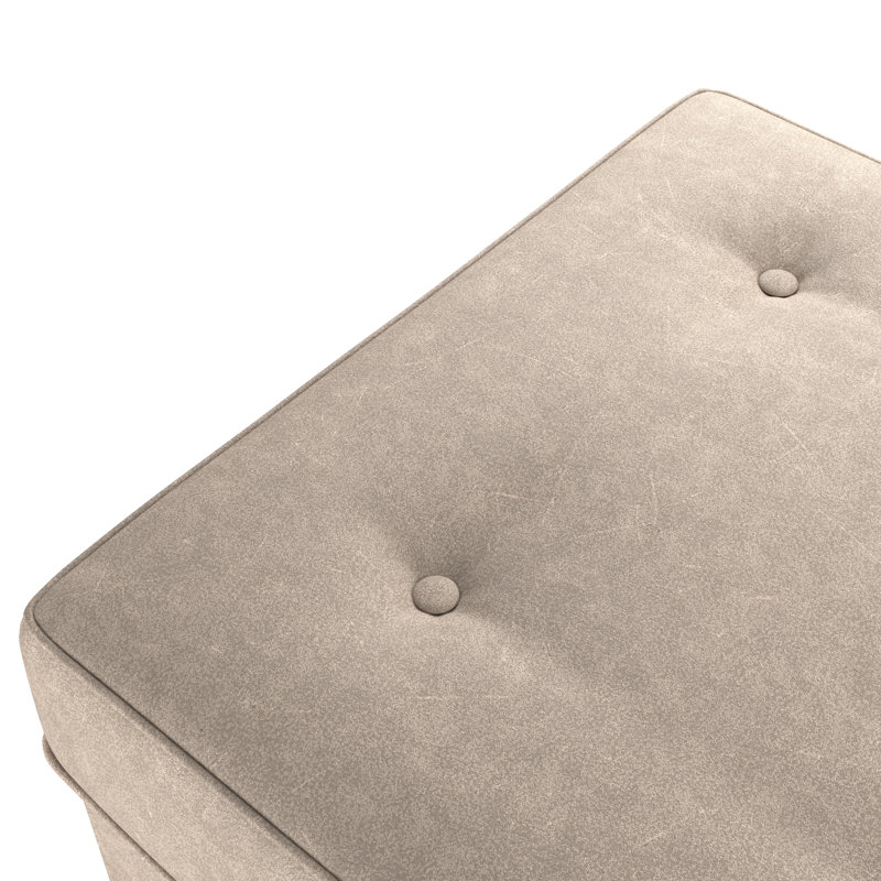 Bodnar Faux Leather Tufted Square Footstool, Marble