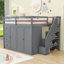 4 Drawers Full Wood Loft Bed With Wardrobe, Cabinets And Storage Staircase-1673148416