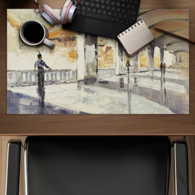 People in a spacious hall - 14.00"x24.25" Desk mat
