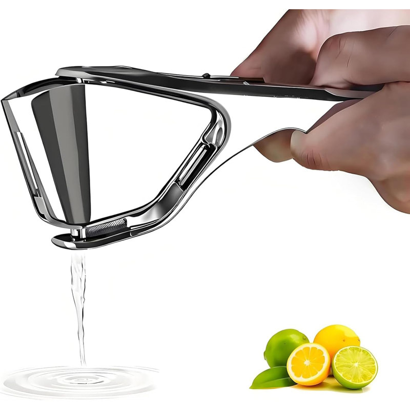 Heavy-Duty Stainless Steel Lemon Squeezer, Max-Extraction Manual Citrus Juicer, Fold-Flat Easy-Squeeze Handheld Extractor