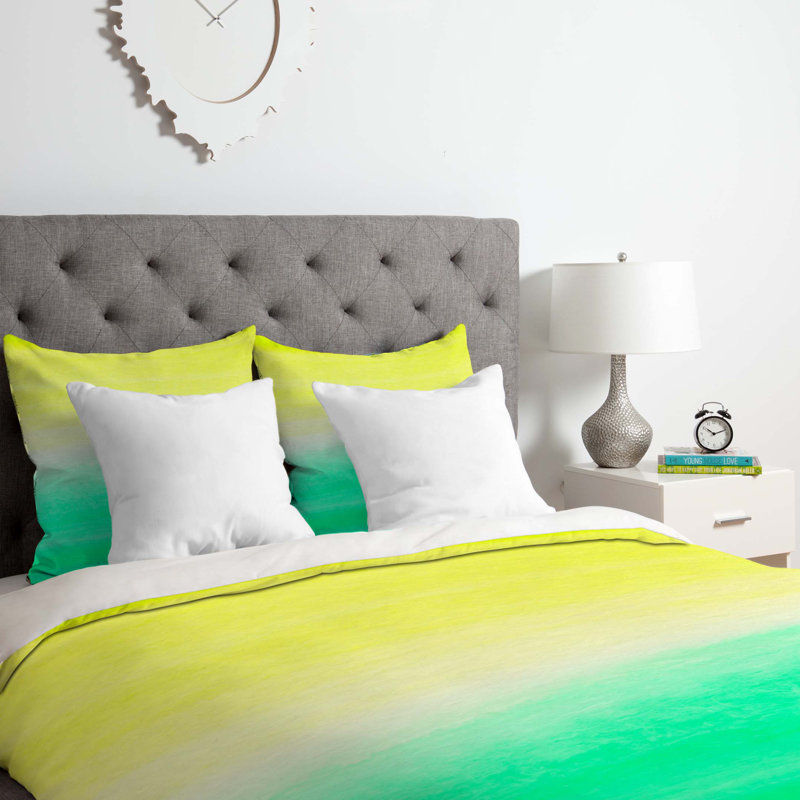 Ensemble de housse de couette turquoise jaune mét, Housse de couette pour très grand lit et 2 très 