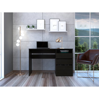 Three Drawer Computer Desk, One Shelf