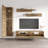85" Modern Floating Wall Mounted Entertainment Center with 16-Color LED Lighting, High Gloss Finish-1811819684