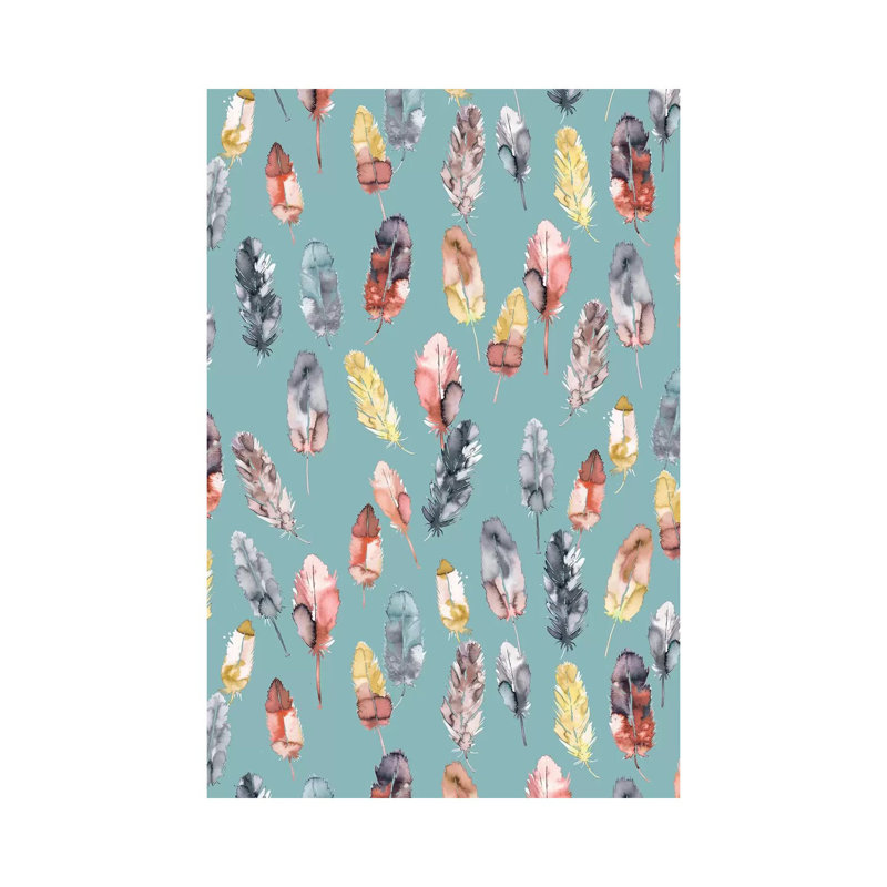 Watercolour Boho Feathers by Ninola Design - Wrapped Canvas Print, 152.5 cm H x 101.5 cm W