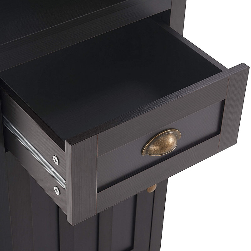 Bibliothèque à 5 niveaux avec tiroir et armoire, bibliothèque autoportante avec tablette réglable, Marron foncé