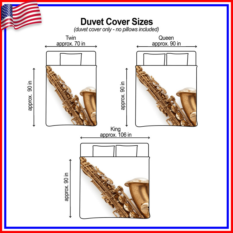 Housses de couette dorées pour instruments de saxophone, Lit simple