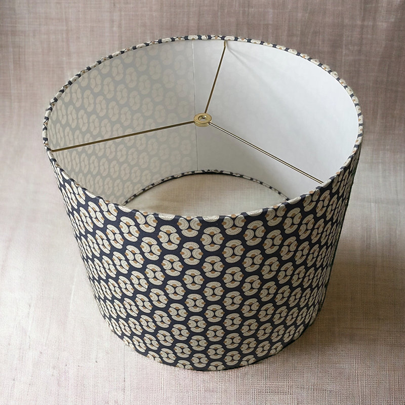 Armada Drum Lampshade, Navy;White, 12" H x 16" W x 16" D