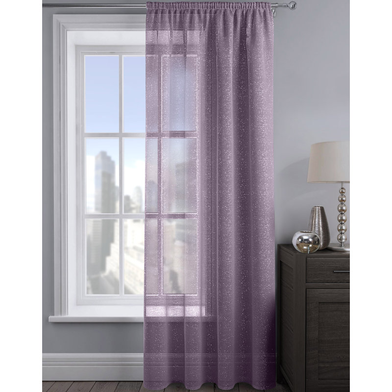 Pinchas Semi Sheer Curtain Single Panel, Mauve, 54cm Width x 54cm Drop