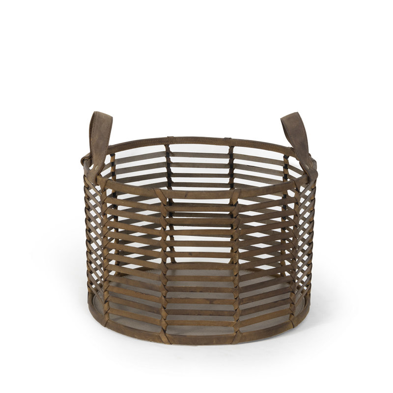 Regina Andrew Finn Leather Basket, 13.25" H x 15" W x 15" D