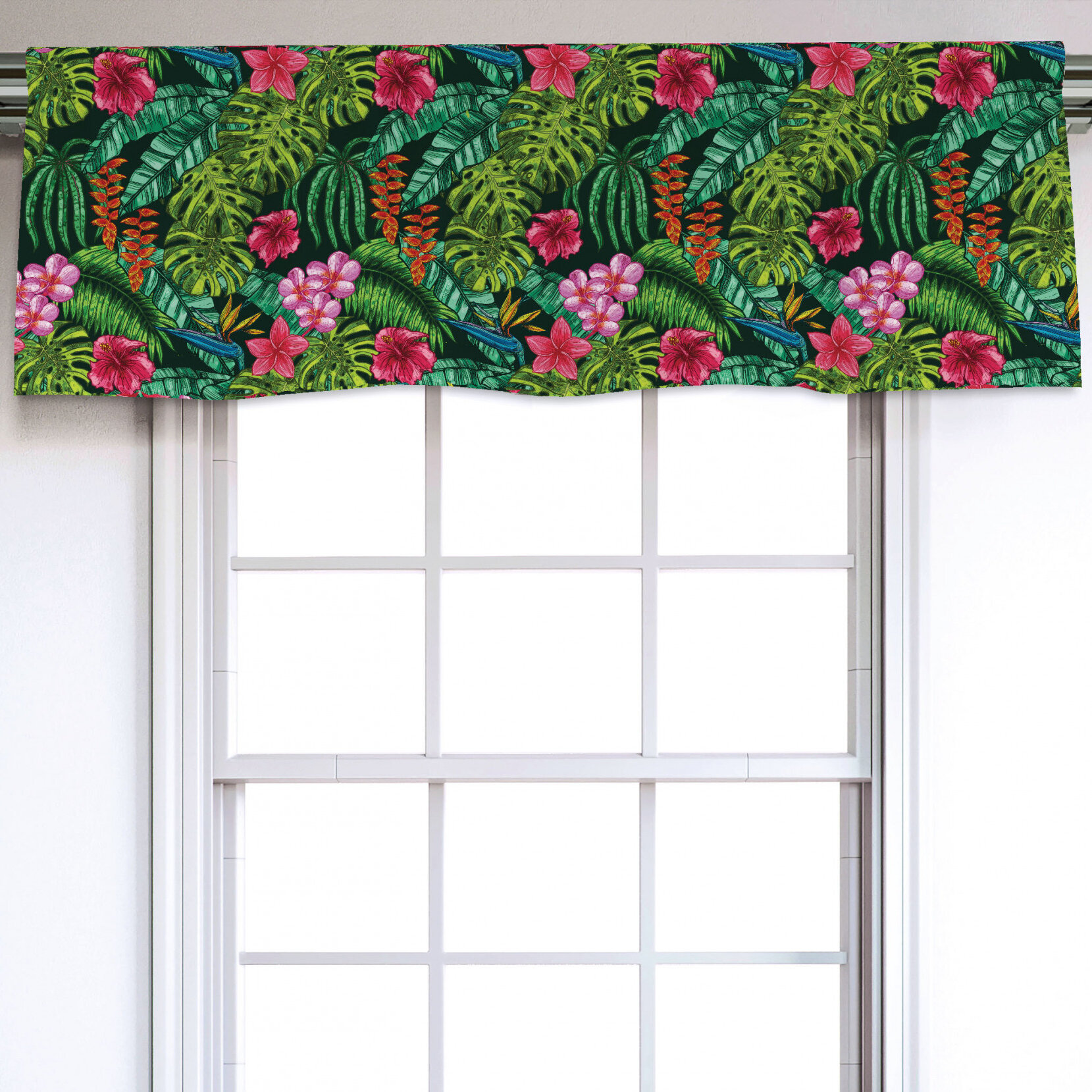 East Urban Home Floral Sateen Ruffled 54'' W Window Valance In 